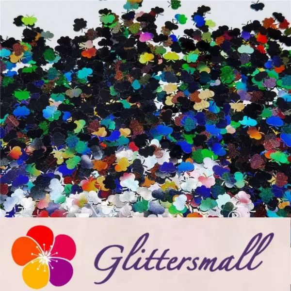 9mm Butterfly Shaped Holographic Black Glitter LB01000
