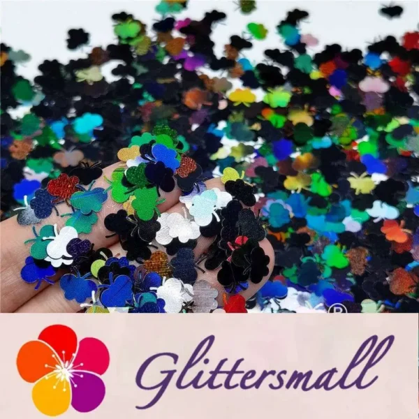 9mm Butterfly Shaped Holographic Black Glitter LB01000