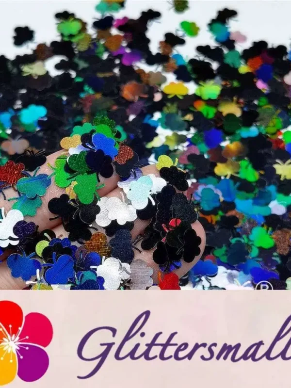 9mm Butterfly Shaped Holographic Black Glitter LB01000