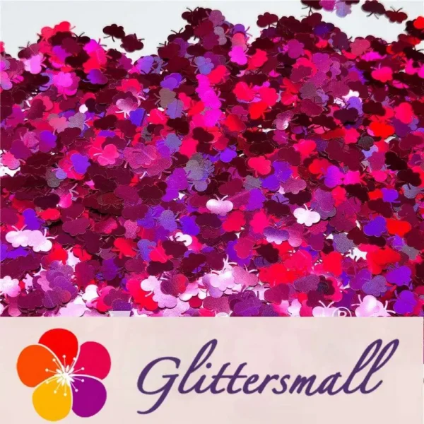 9mm Butterfly Shaped Holographic Rose Red Glitter LB0912