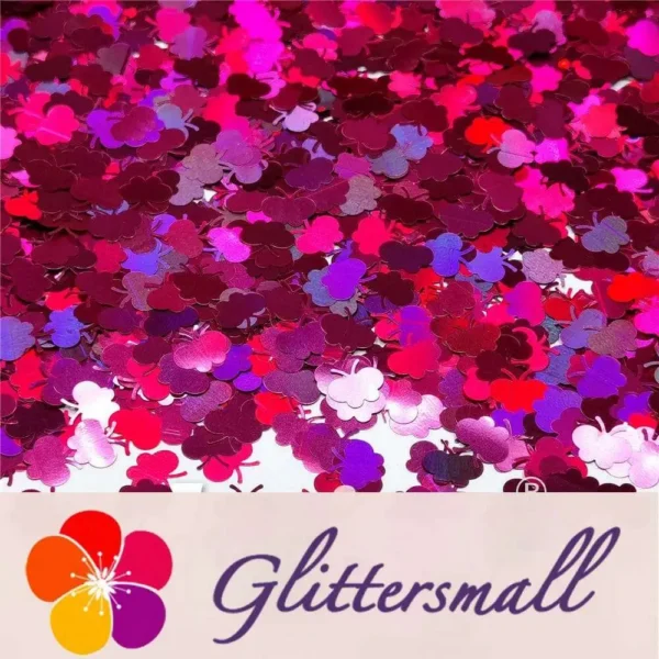 9mm Butterfly Shaped Holographic Rose Red Glitter LB0912