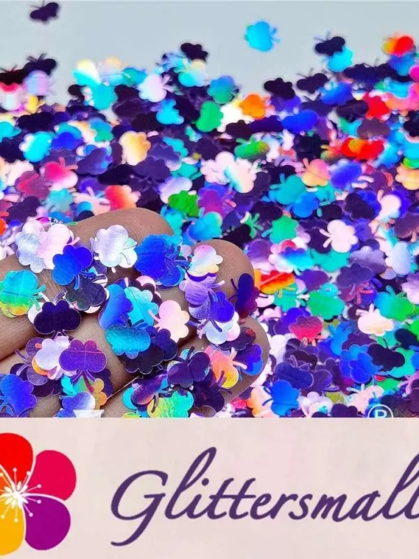 9mm Butterfly Shaped Holographic Light Purple Glitter LB0802