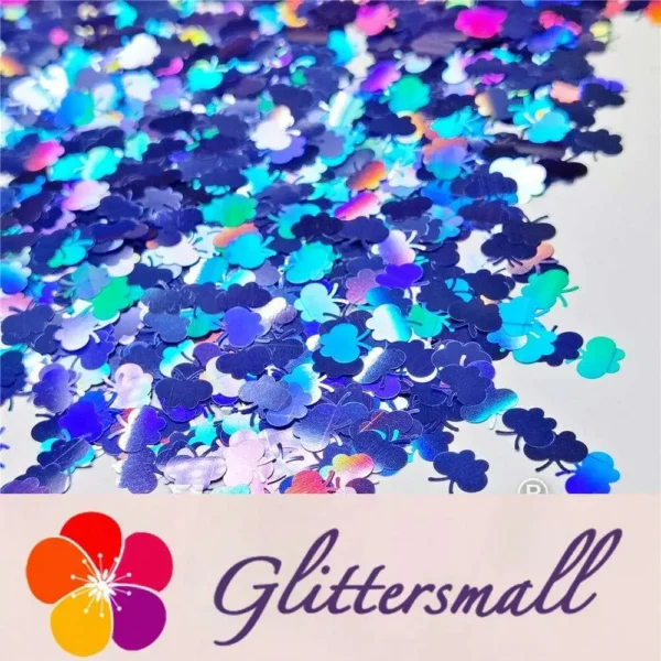 9mm Butterfly Shaped Holographic Sea Blue Glitter LB0709