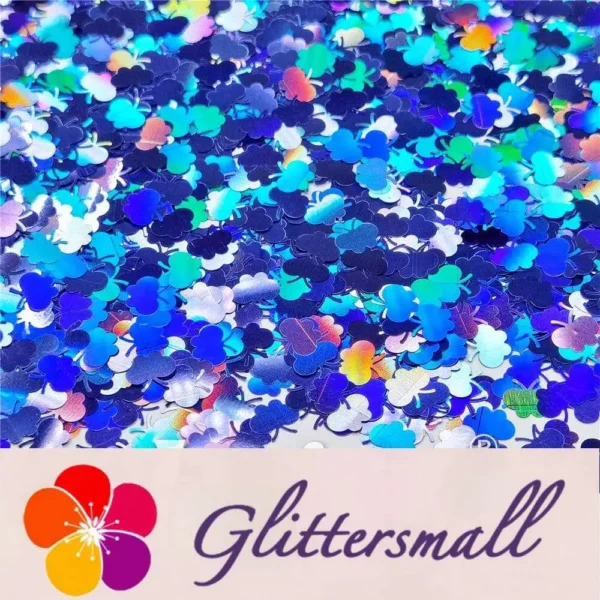 9mm Butterfly Shaped Holographic Sea Blue Glitter LB0709