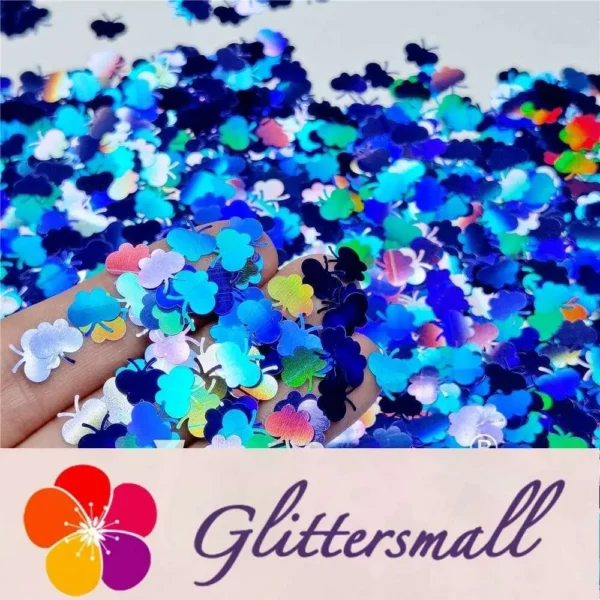 9mm Butterfly Shaped Holographic Sea Blue Glitter LB0709