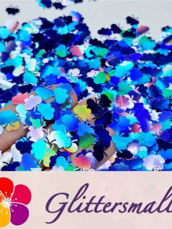 9mm Butterfly Shaped Holographic Sea Blue Glitter LB0709