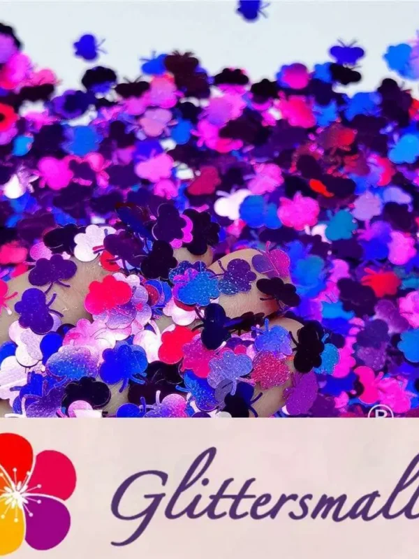 9mm Butterfly Shaped Holographic Purple Glitter LB0800