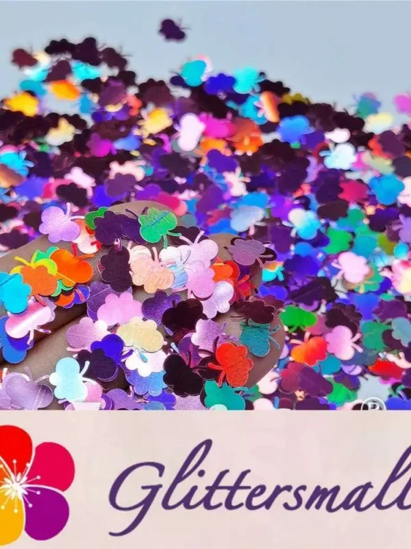 9mm Butterfly Shaped Holographic Pink Glitter LB0901