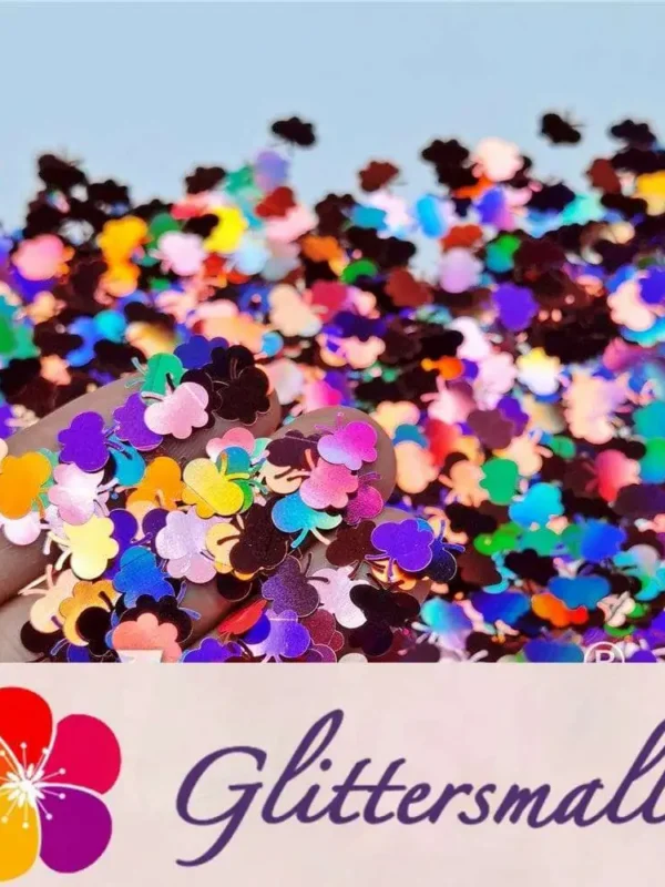 9mm Butterfly Shaped Holographic Hazy Pink Glitter LB0911