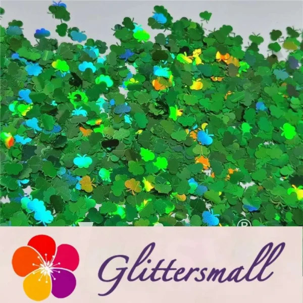 9mm Butterfly Shaped Holographic Green Glitter LB0600