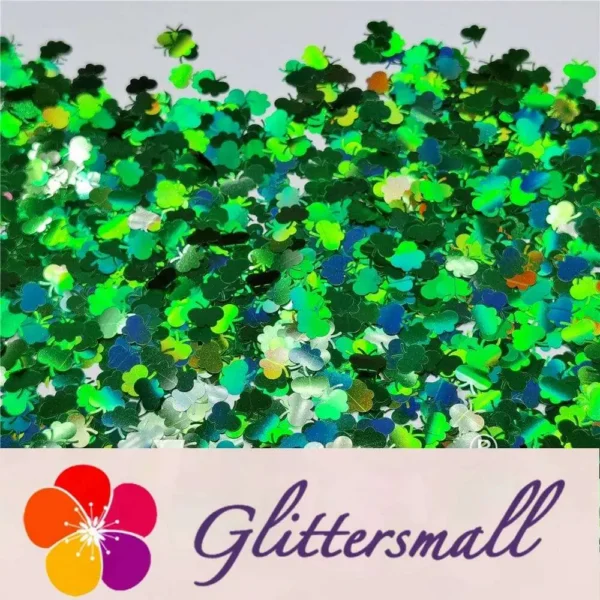 9mm Butterfly Shaped Holographic Green Glitter LB0600