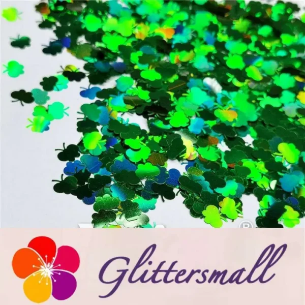 9mm Butterfly Shaped Holographic Green Glitter LB0600