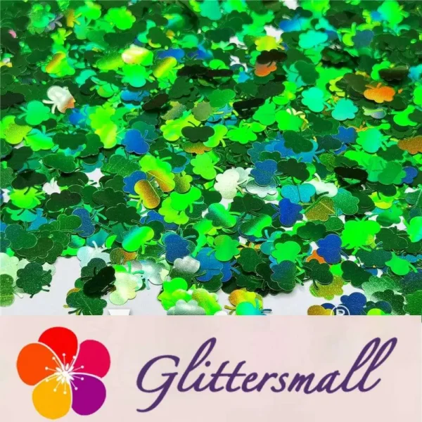 9mm Butterfly Shaped Holographic Green Glitter LB0600