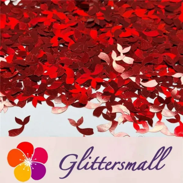 IMG_20201112_205356_97ac6c3d-1039-4a6c-9c6e-211949a20dc8.webp 9mm Fish Tail Shaped Holographic Red Glitter LB0300
