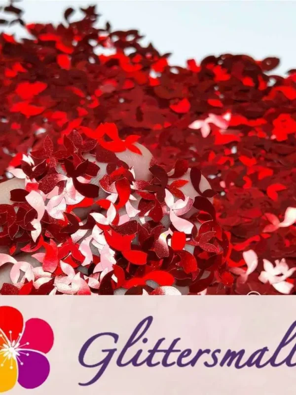 9mm Fish Tail Shaped Holographic Red Glitter LB0300