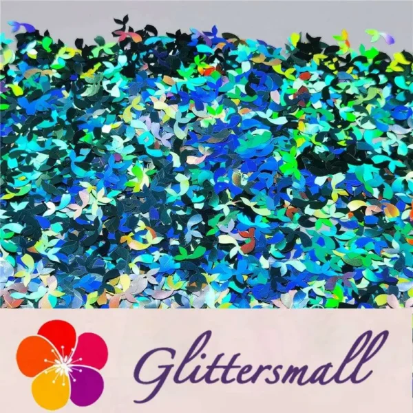 9mm Fish Tail Shaped Holographic Teal Green Glitter LB0702