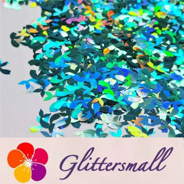 9mm Fish Tail Shaped Holographic Teal Green Glitter LB0702