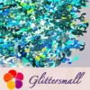 9mm Fish Tail Shaped Holographic Teal Green Glitter LB0702