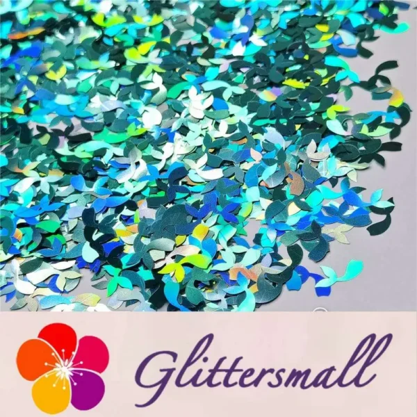 9mm Fish Tail Shaped Holographic Teal Green Glitter LB0702
