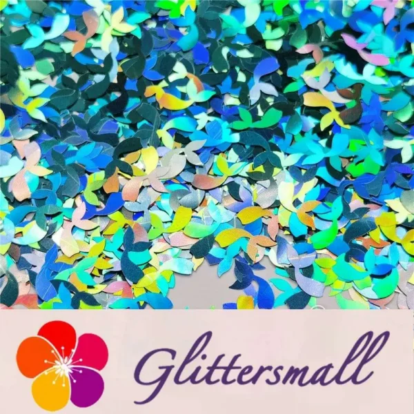 9mm Fish Tail Shaped Holographic Teal Green Glitter LB0702