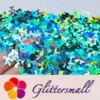 9mm Fish Tail Shaped Holographic Teal Green Glitter LB0702