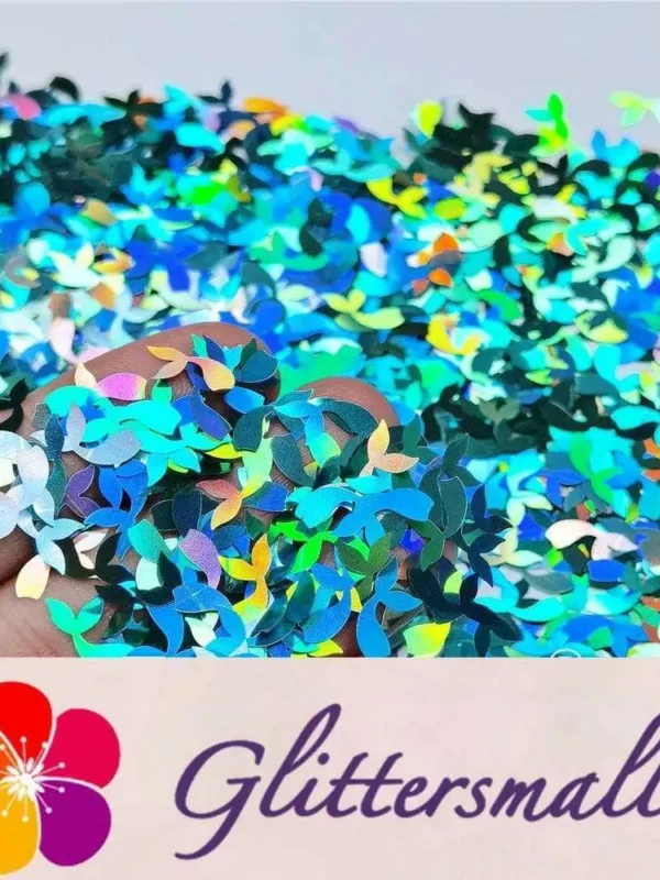9mm Fish Tail Shaped Holographic Teal Green Glitter LB0702