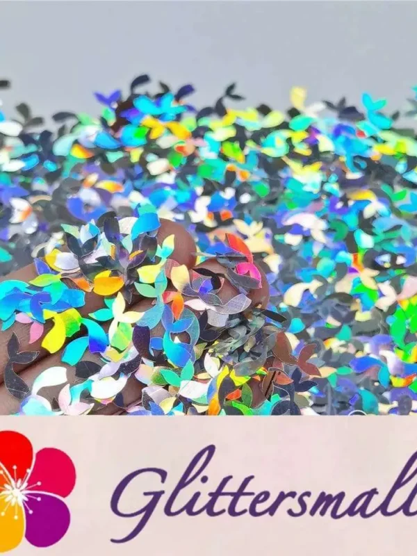 9mm Fish Tail Shaped Holographic Silver Glitter LB0100