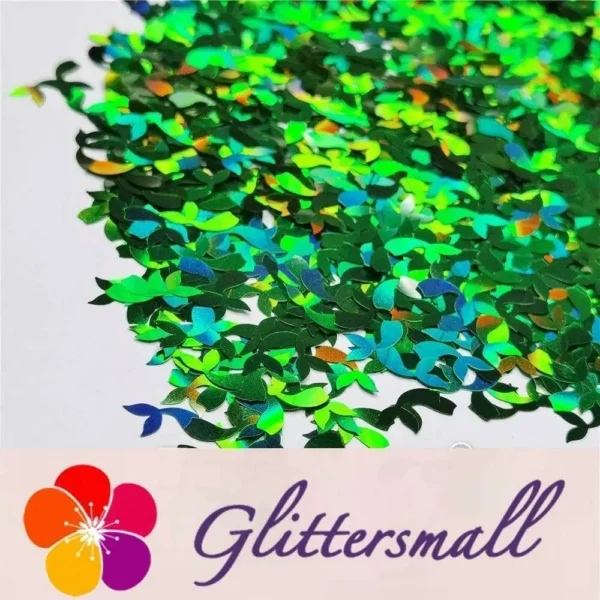 IMG_20201112_210939.webp 9mm Fish Tail Shaped Holographic Green Glitter LB0600