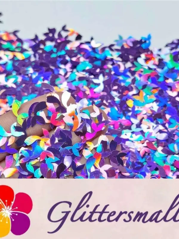 9mm Fish Tail Shaped Holographic Light Purple Glitter LB0802