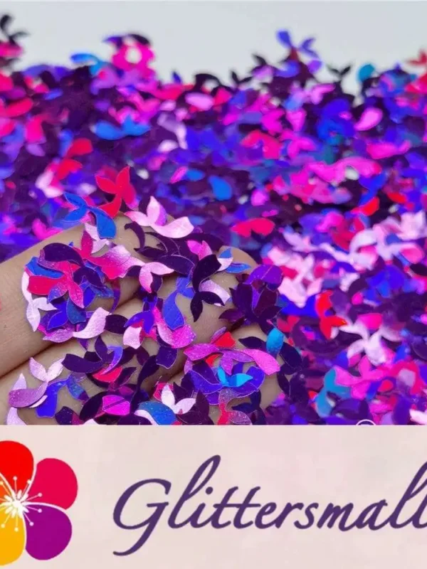 9mm Fish Tail Shaped Holographic Purple Glitter LB0800