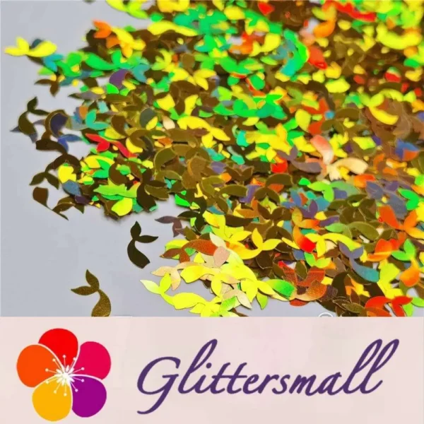 IMG_20201112_212431.webp 9mm Fish Tail Shaped Holographic Gold Glitter LB0210