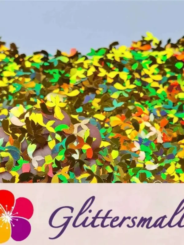 9mm Fish Tail Shaped Holographic Gold Glitter LB0210