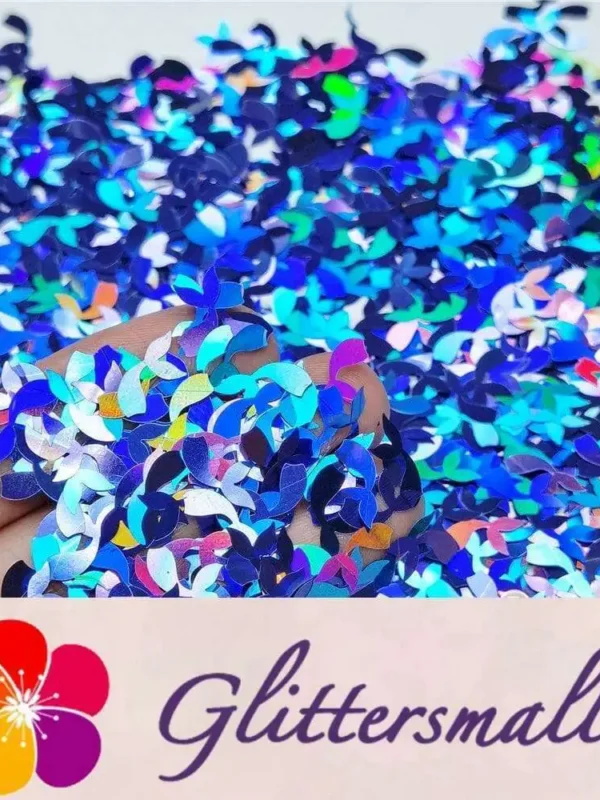 9mm Fish Tail Shaped Holographic Sea Blue Glitter LB0709
