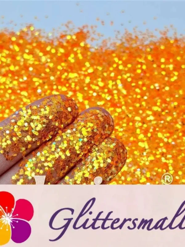1mm Fluorescent Orange High Brightness Iridescent Glitter FC335