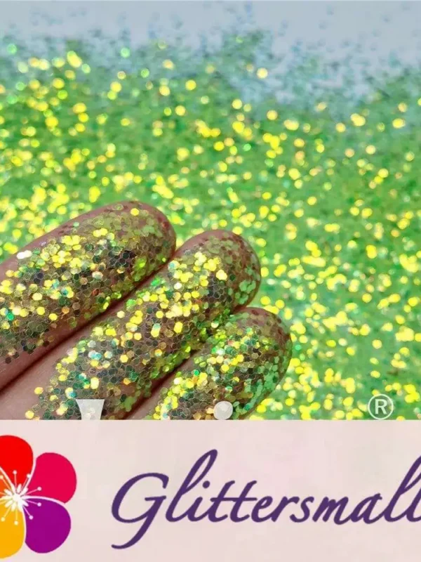 1mm Fluorescent Green High Brightness Iridescent Glitter FC333A
