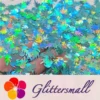 9mm Flame Or Fire Shaped Holographic Teal Green Glitter LB0702