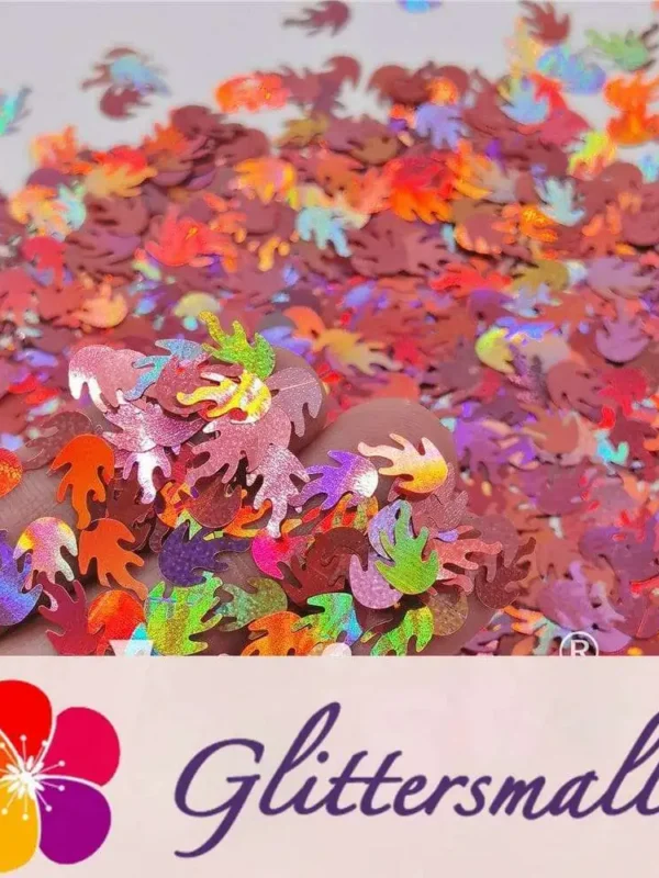 9mm Flame Or Fire Shaped Holographic Hazy Pink Glitter LB0911
