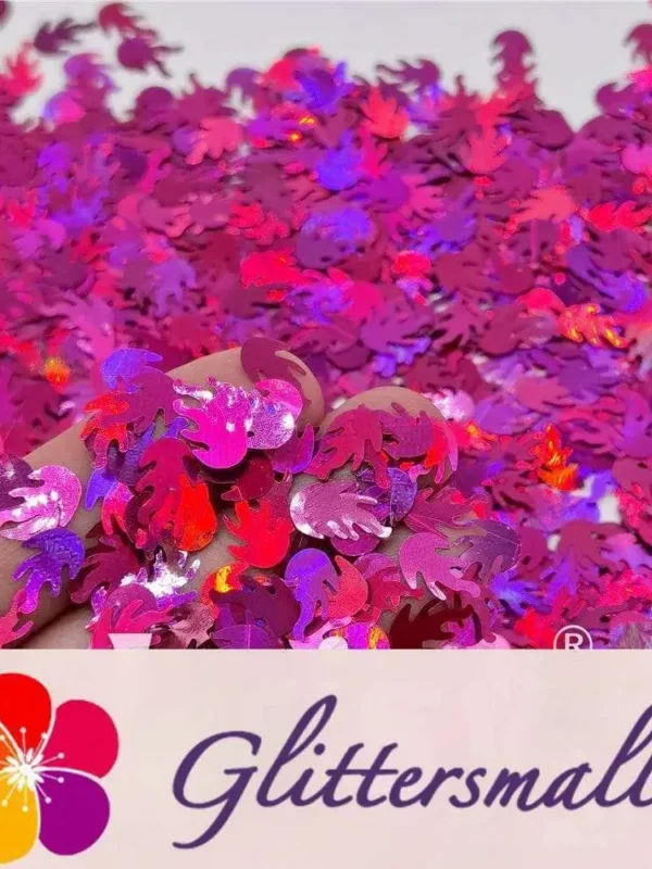 9mm Flame Or Fire Shaped Holographic Rose Red Glitter LB0912
