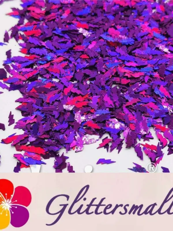 4mm Thunder Or Lightning Shaped Holographic Purple Glitter LB0800