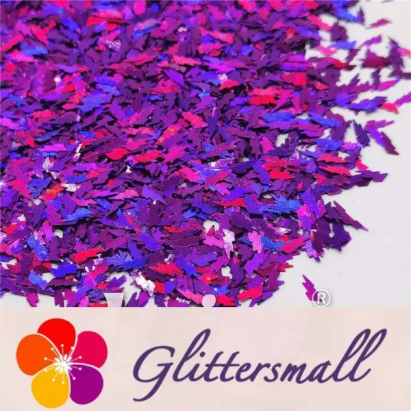 IMG_20201221_154844_004ba2a1-75f3-4b5c-8d32-0e6488356679.webp 4mm Thunder Or Lightning Shaped Holographic Purple Glitter LB0800