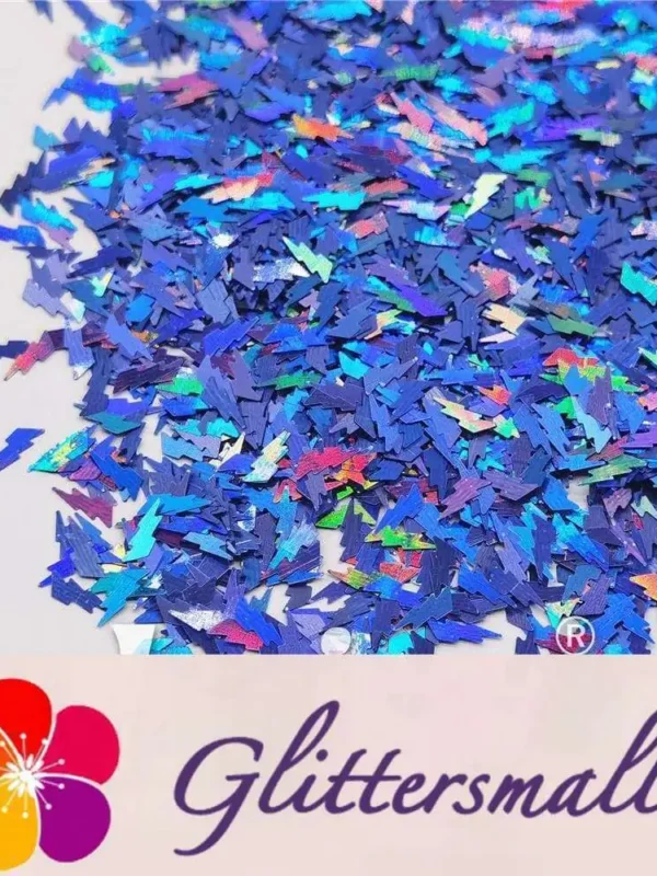 4mm Thunder Or Lightning Shaped Holographic Sea Blue Glitter LB0709