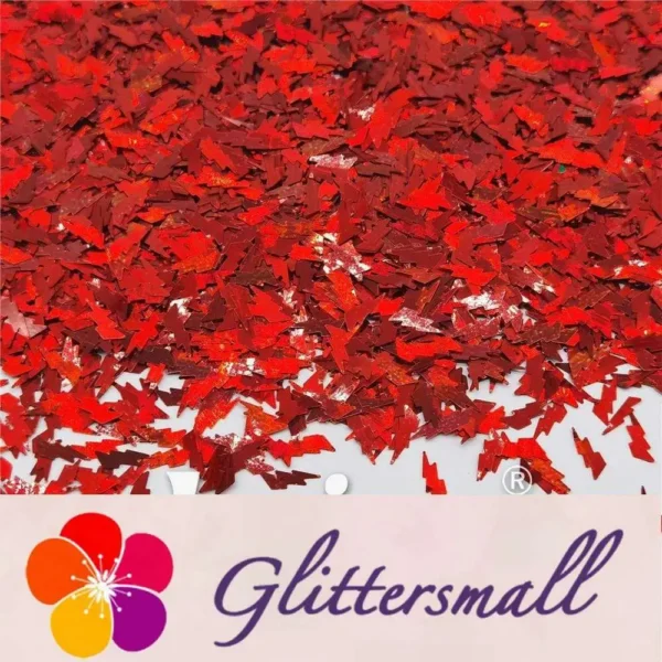 IMG_20201221_155528_cbcf4c3f-8413-43c7-8cf0-ae806c592aa2.webp 4mm Thunder Or Lightning Shaped Holographic Red Glitter LB0300
