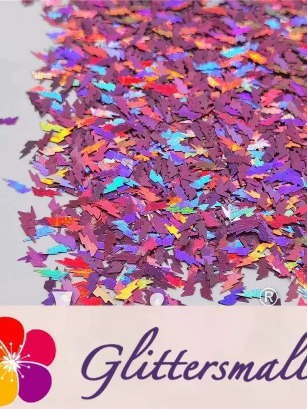 4mm Thunder Or Lightning Shaped Holographic Pink Glitter LB0901