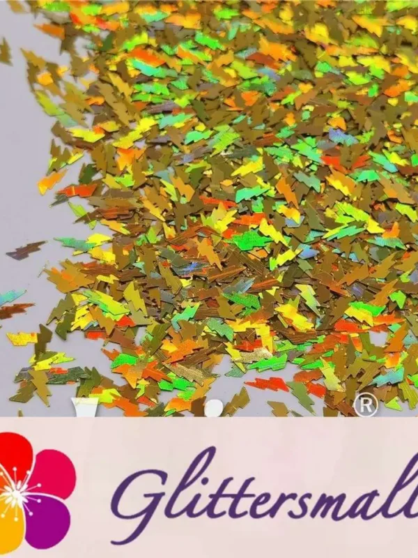 4mm Thunder Or Lightning Shaped Holographic Gold Glitter LB0210