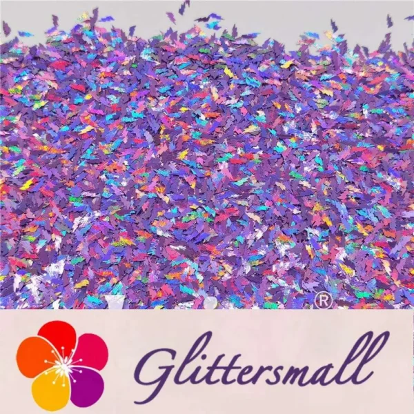 IMG_20201221_161752_013700f8-788a-4934-9685-124561afbf84.webp 4mm Thunder Or Lightning Shaped Holographic Light Purple Glitter LB0802