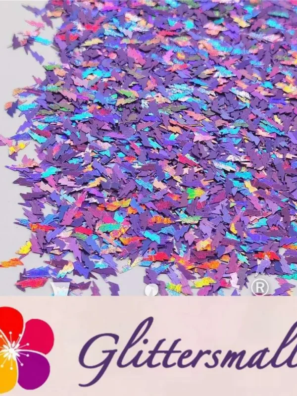 4mm Thunder Or Lightning Shaped Holographic Light Purple Glitter LB0802
