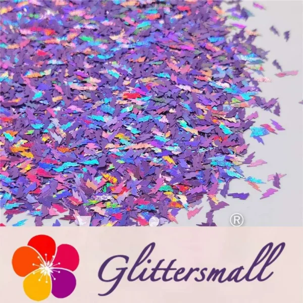 IMG_20201221_161805_7b47dade-089d-4425-851f-2f34d82ef135.webp 4mm Thunder Or Lightning Shaped Holographic Light Purple Glitter LB0802