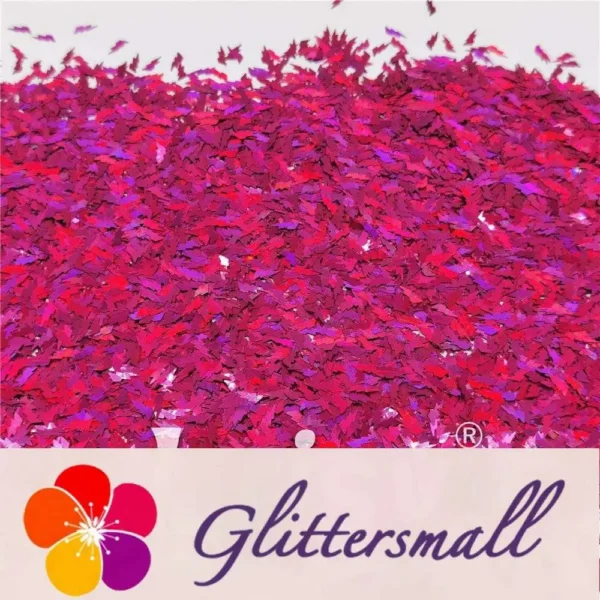4mm Thunder Or Lightning Shaped Holographic Rose Red Glitter LB0912