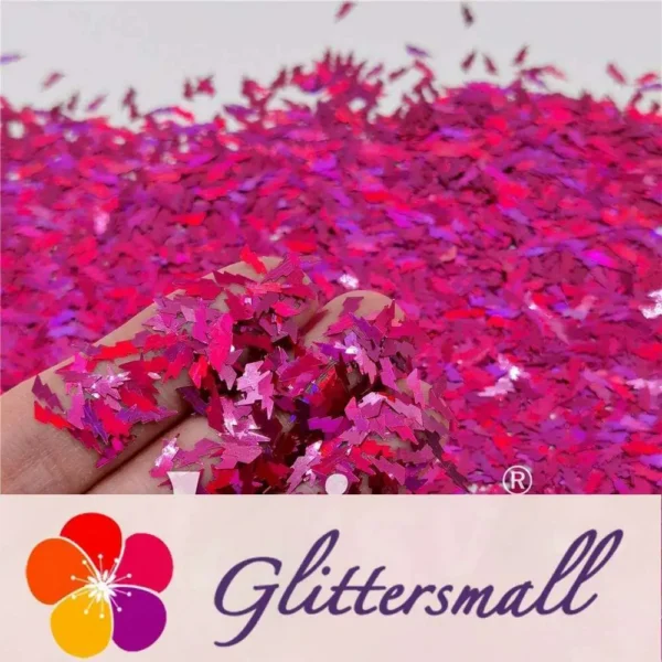 4mm Thunder Or Lightning Shaped Holographic Rose Red Glitter LB0912