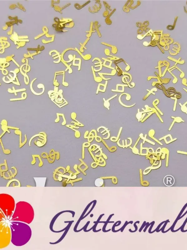 10 Notes Shaped Golden Mixed Metal Glitter MC204